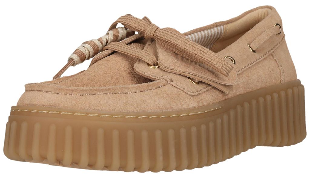 CLARKS Schnürschuhe Torhill Boat mit Contour Cushion-Fußbett 5204B Beige Suede 39,5