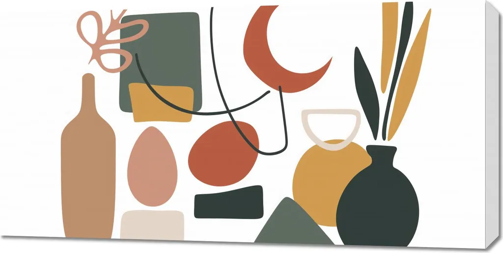 Tableau 100 x 50 cm Formes libérées - Décoration Murale Abstraite Chic