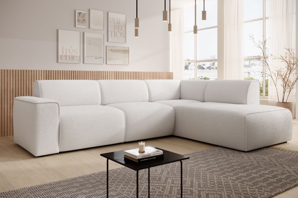 AX LIVING Canapé forme L Didim Blanc - 292 cm, élégant & Image du produit 