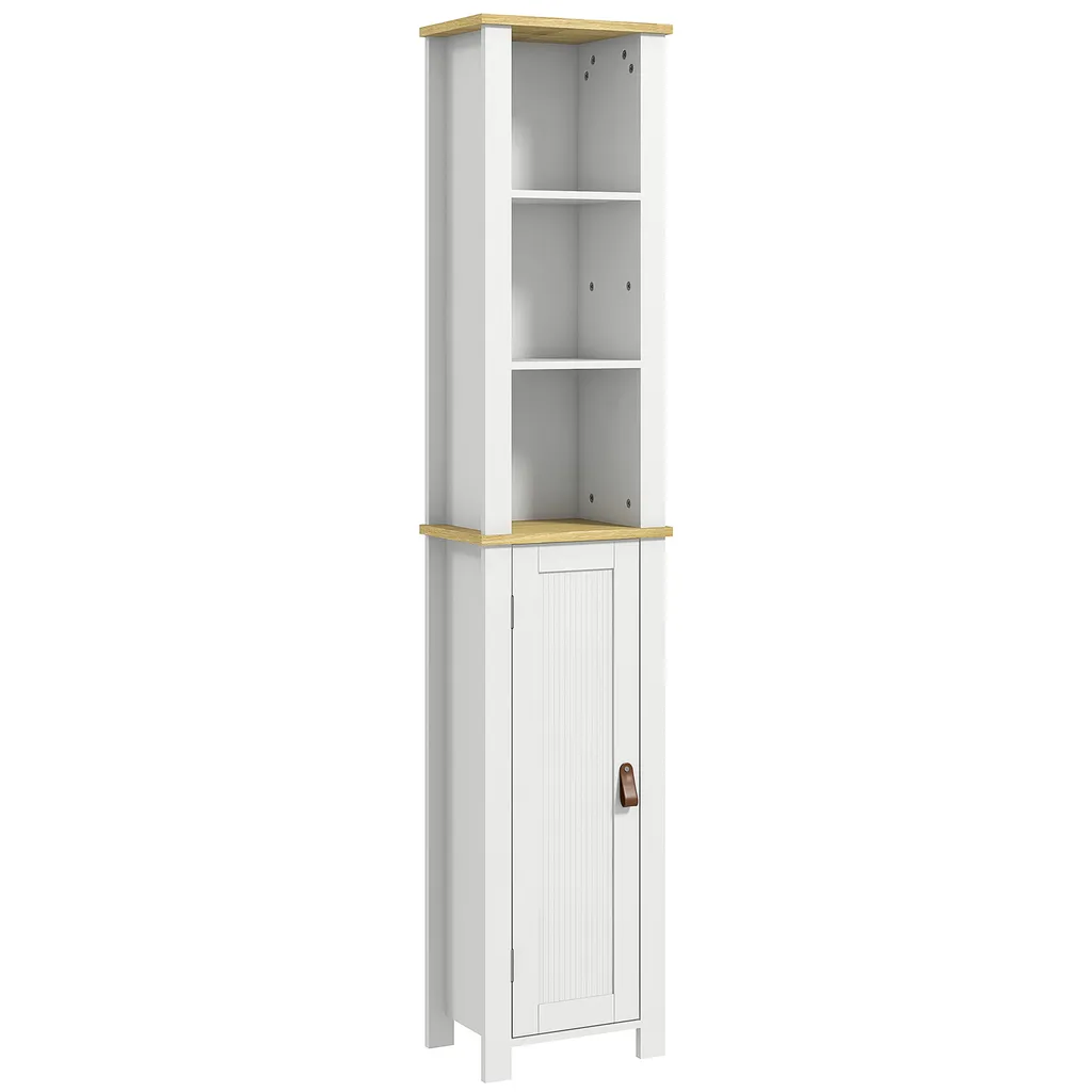 Meuble colonne de salle de bain kleankin 34x23x165 cm blanc laqué
