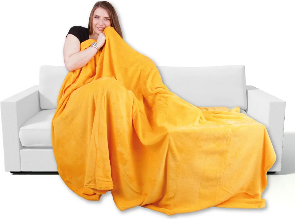 Plaid 220x240 Arancione in Microfibra - Coperta Grande per Divano e Letto