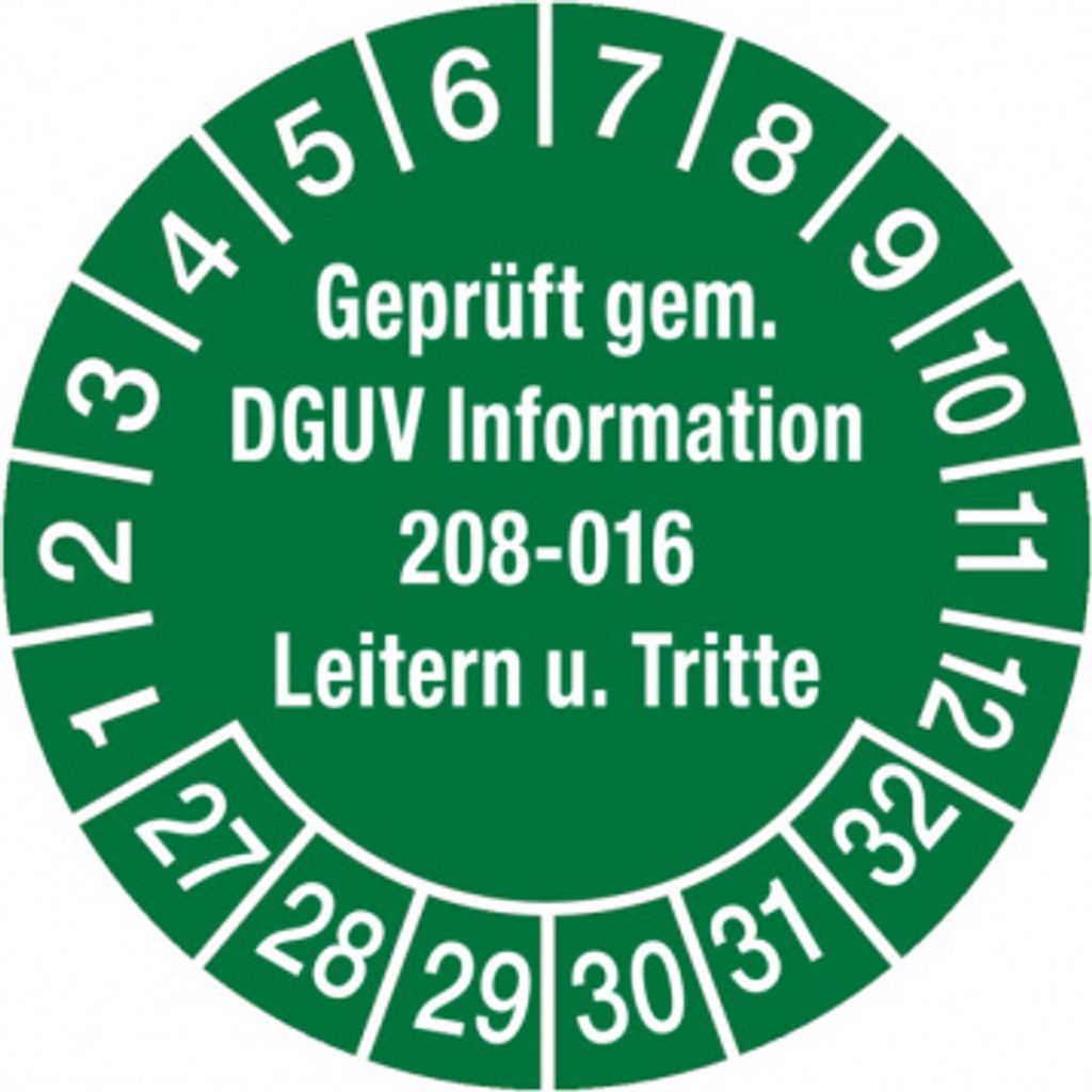 Dreifke Prüfplakette, DGUV Information 208-016 Leitern und Tritte, grün/weiß...