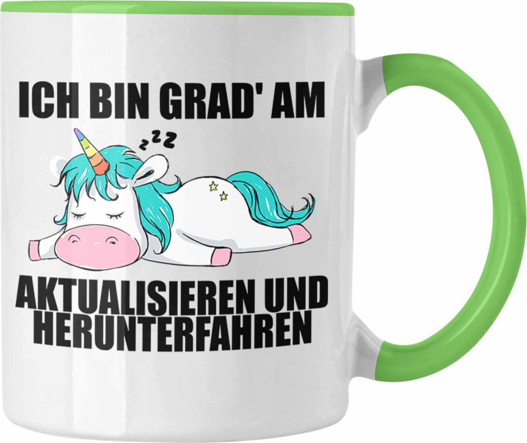 Trendation - Lustige Einhorn Spruch Mitarbeiter Geschenk Arbeitskollege Tasse Kollegin Abschiedsgeschenk (Grün)