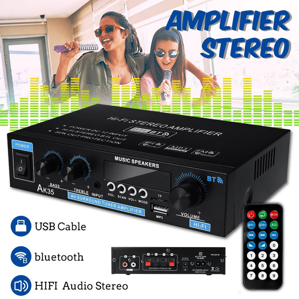 Bluetooth Amplifier Wireless Audio Receiver HiFi Verstärker mit USB Musikspieler 