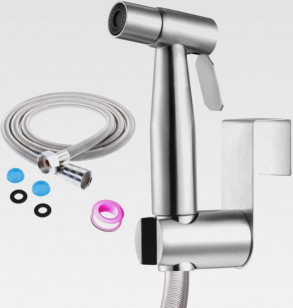 Bidet-WC und Bidet WC Sprayer aus Edelstahl Mit federbelastetem Duschschlauch und 1,5 m Haken