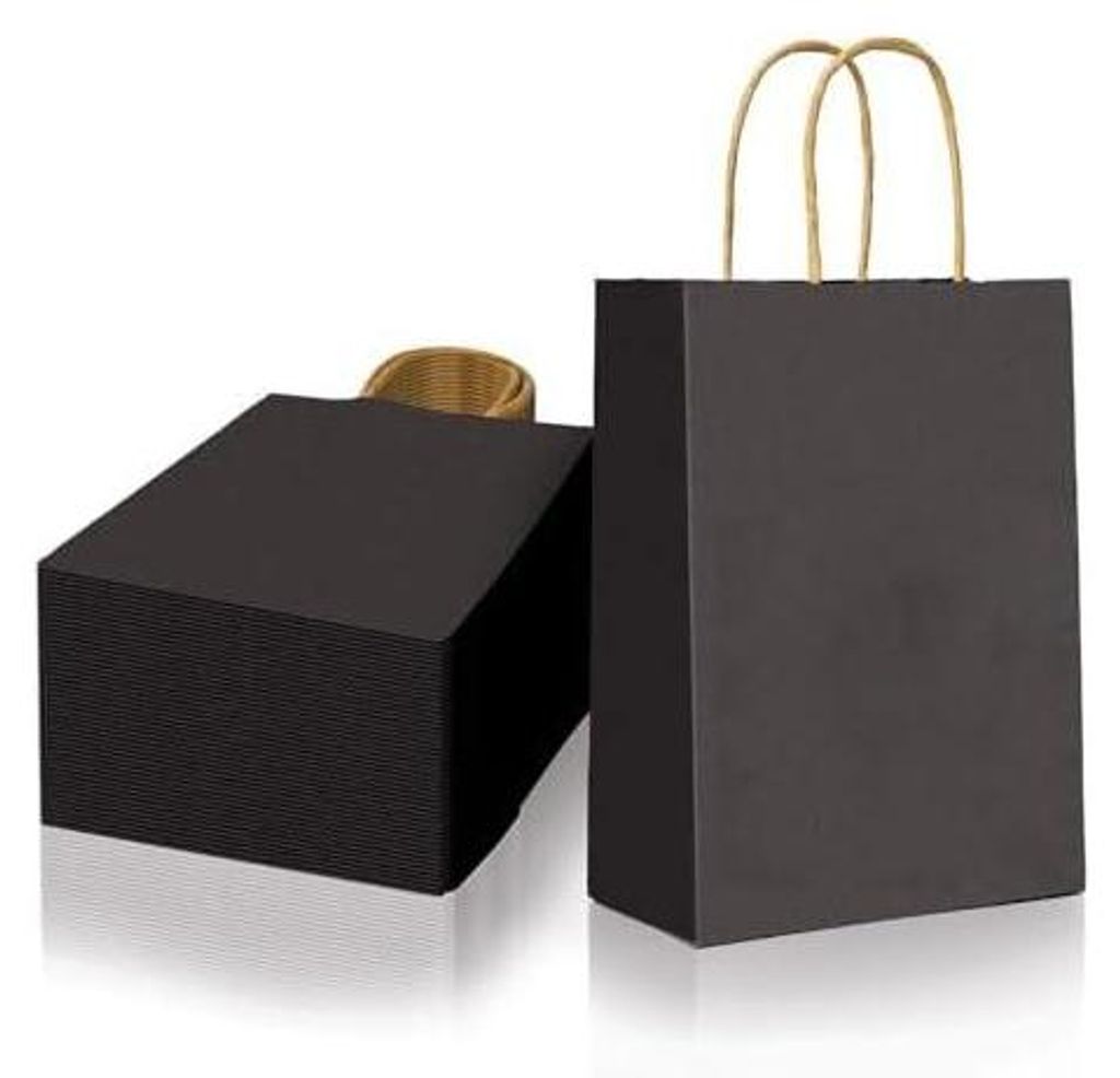 50 Stk. schwarz Papiertüten mit Henkel 15x21x8cm Kleine Produktbild 
