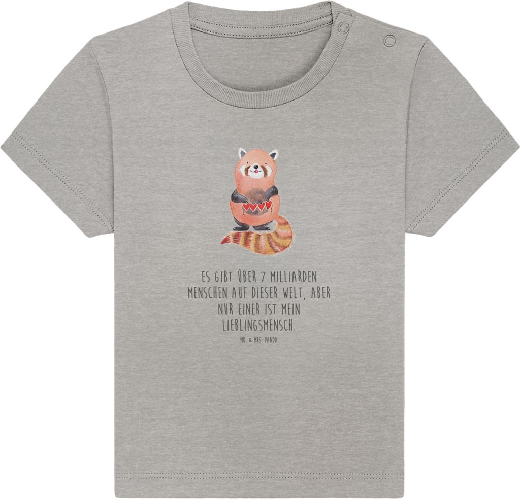 Mr. & Mrs. Panda Babyshirt Roter Panda 0. - 6. Monat - Heather Grey - Geschenk, Liebe, Baby Jerseyshirt, T-Shirt, Lieblingsmensch, Kleinkind Shirt,...