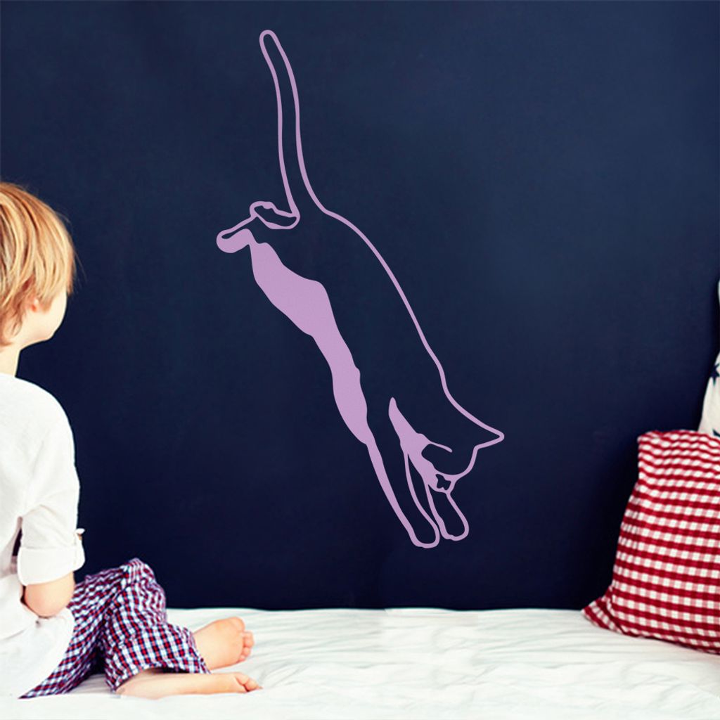 KIWISTAR Katze springt - 7 Leben Jagen Wandtattoo in 6 Größen - Wandaufkleber Wall Sticker - Dekoration, Küche, Wohnzimmer, Schlafzimmer, Badezi...