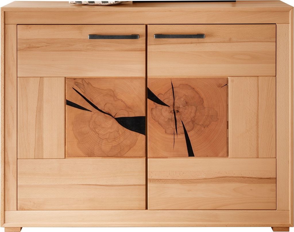 Sideboard "WZ-0315" aus Kernbuche in natur geölt mit 2 Türen und 2 Einlegeböden. Abmessungen (BxHxT) 110,3x85,5x40 cm