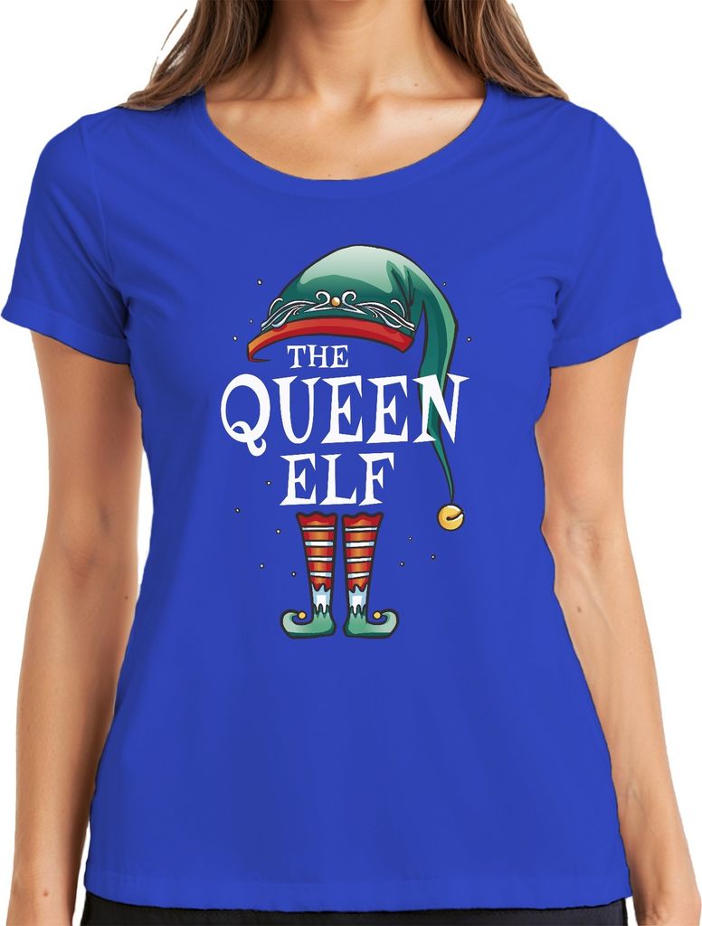 Queen Elf Weihnachten Partnerkostüm - Weihnachtsgeschenk Christmas Damen T-Shirt, Blau, 3XL