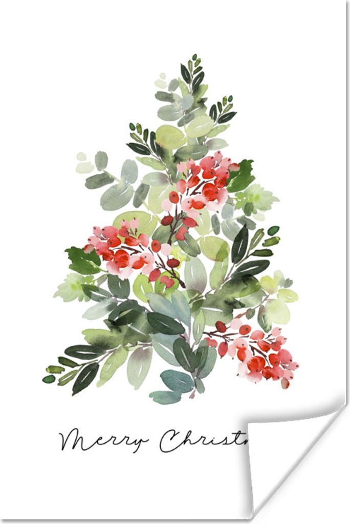 MuchoWow Poster Weihnachtsbaum - Zitat - Aquarell 20x30 cm - Papierdruck