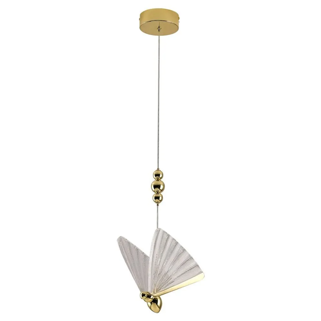 Suspension LED 8W Nuances de Blanc Mariposa 1040lm Dorée et Verre