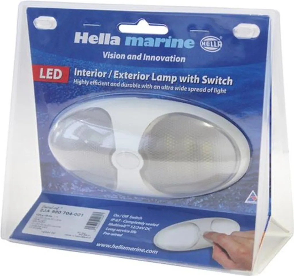 Plafonnier LED Hella DuraLED 12 Blanc avec Commande Manuelle pour Bateau