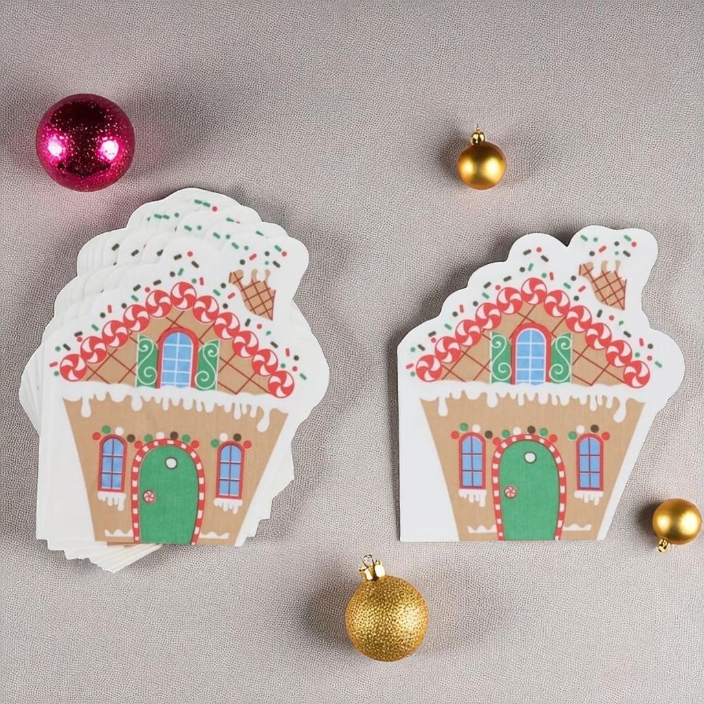 Weihnachtsservietten Lebkuchenhaus - 12 Stück - 33x33 cm - Weihnachtszubehör