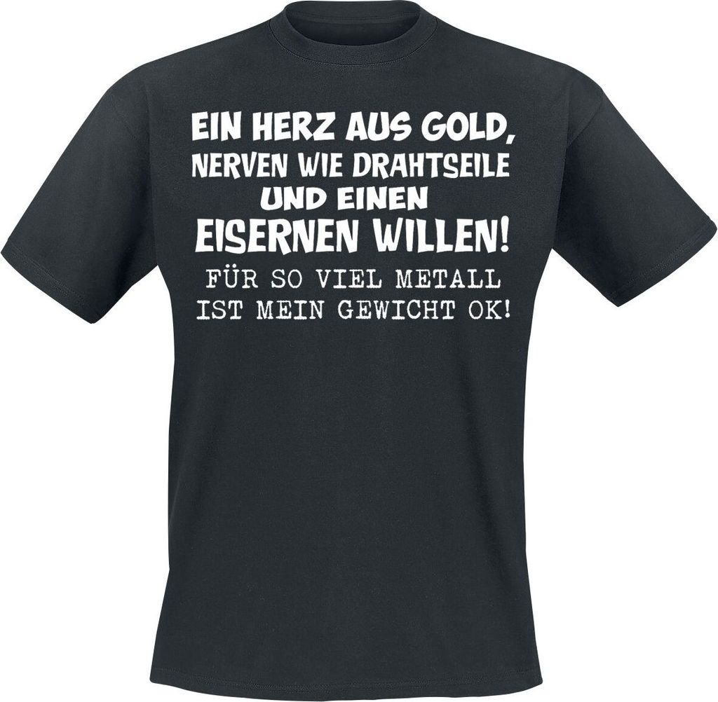 Sprüche T-Shirt Herren Ein Herz aus Gold schwarz 3XL