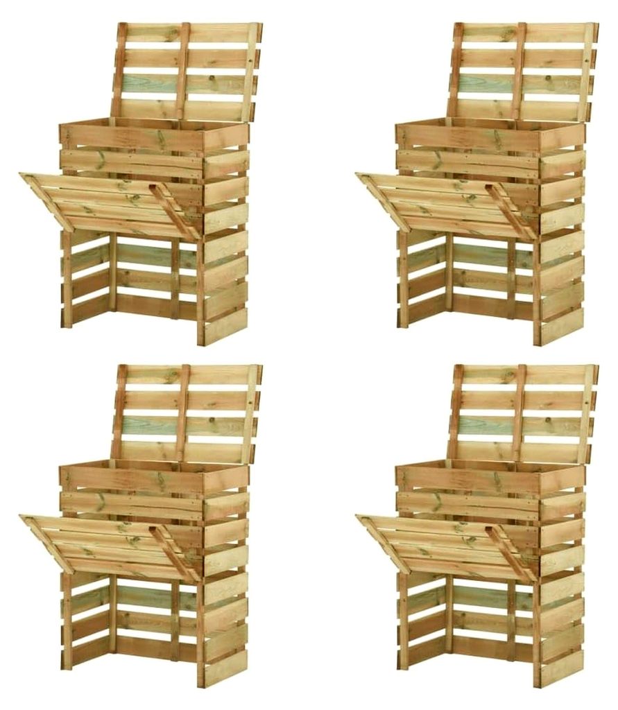 Lattenrost-Komposter 4 Stück 80x50x100 aus imprägniertem Kiefernholz für Garten, Terrasse und Außenbereich