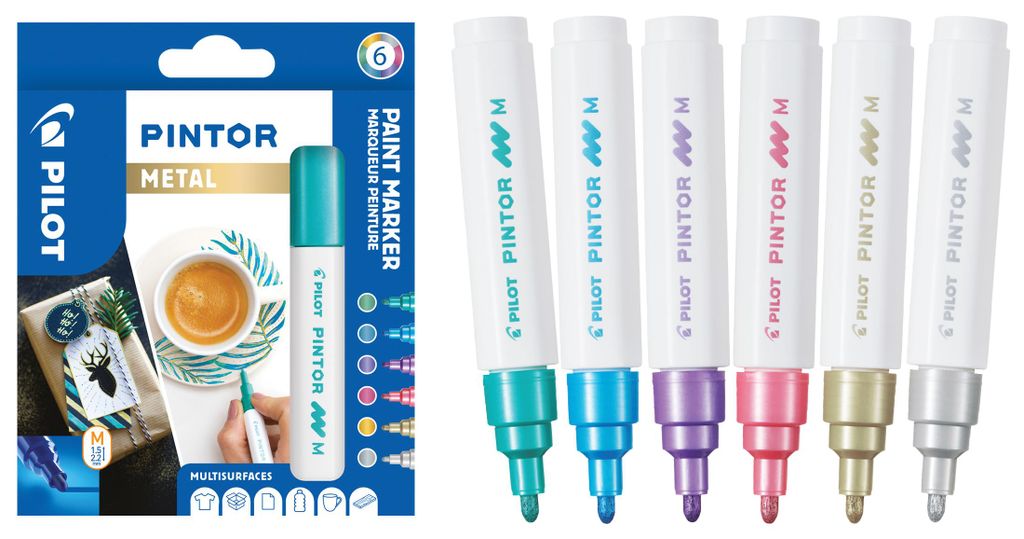 PILOT PINTOR Kreativmarker 6er Set – 1.4mm mittlere Spitze, Produktbild 