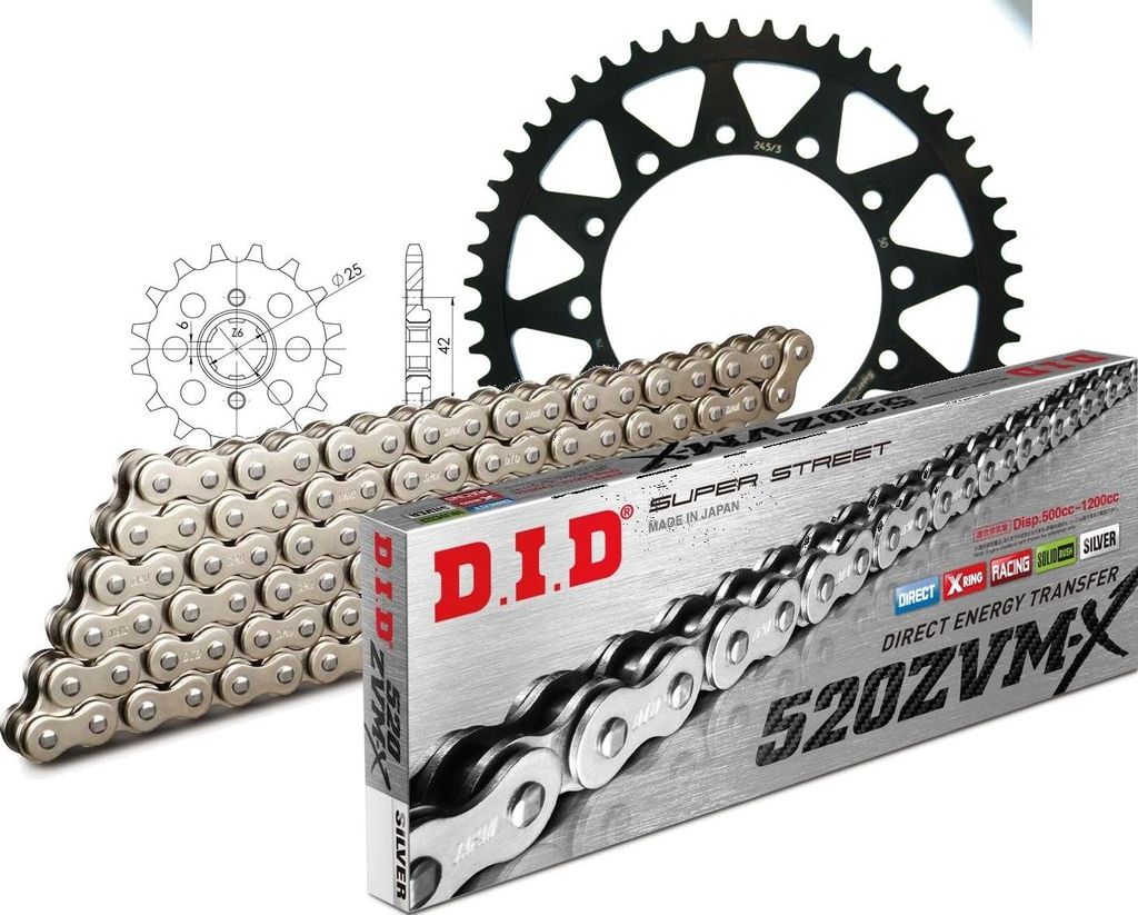 DID Kit Stahl Kompatibel mit Honda XR600 R 88-90 14-50-112 DID520ZVM-X(S&S) Endlos