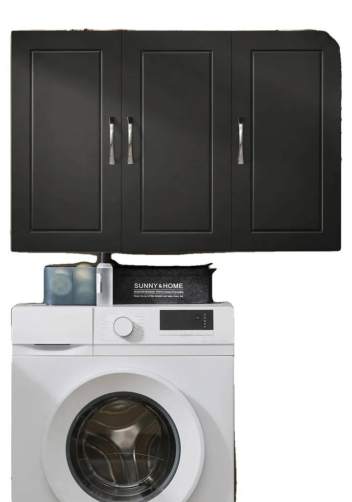Armoire suspendue noire à étagères réglables : rangement polyvalent