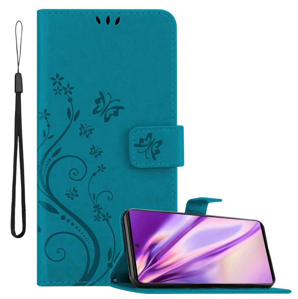 Cadorabo Hülle für Google PIXEL 6 PRO Schutz Hülle in Blau Schutzhülle Handy Hülle Etui Case Blumen Flower