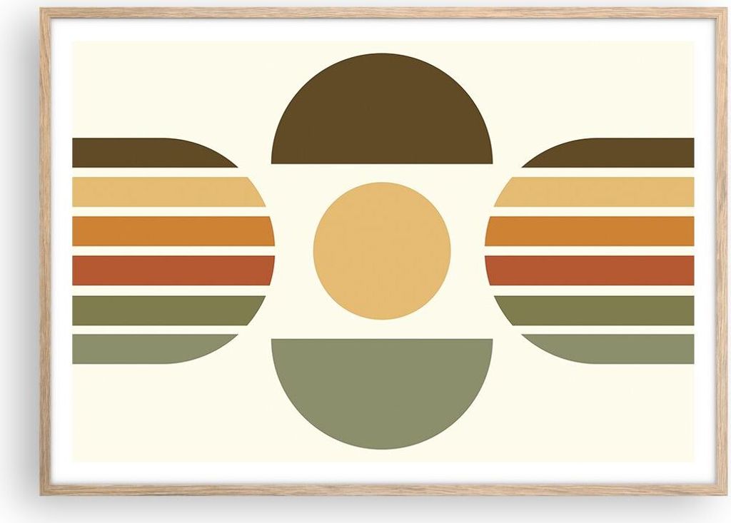 Gerahmtes Poster - Rahmen in heller Eiche - Modern gemustert minimalistisch - 100x70 cm - Wand Bild - Wanddeko - Wandbilder - Kunstposter - Wandpos...