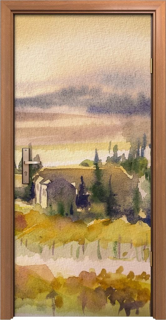Türposter 90x200 cm Türaufkleber Türtapete Türfolie Klebefolie Toskanische Landschaft Aquarelle