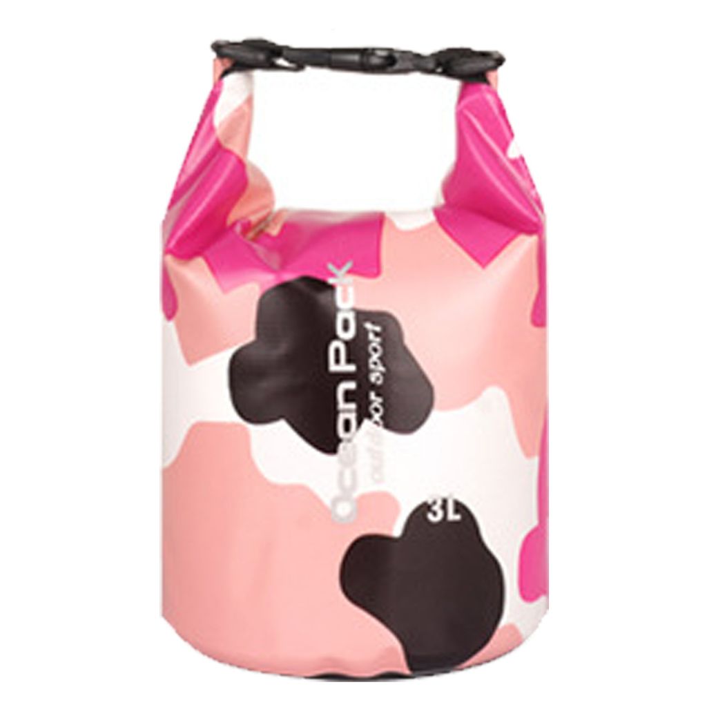 Dry Bag, wasserdichte Tasche mit Rolltop, Ideal beim Kajak Fahren Angeln Rafting Wandern Hell(Rosa,3L)