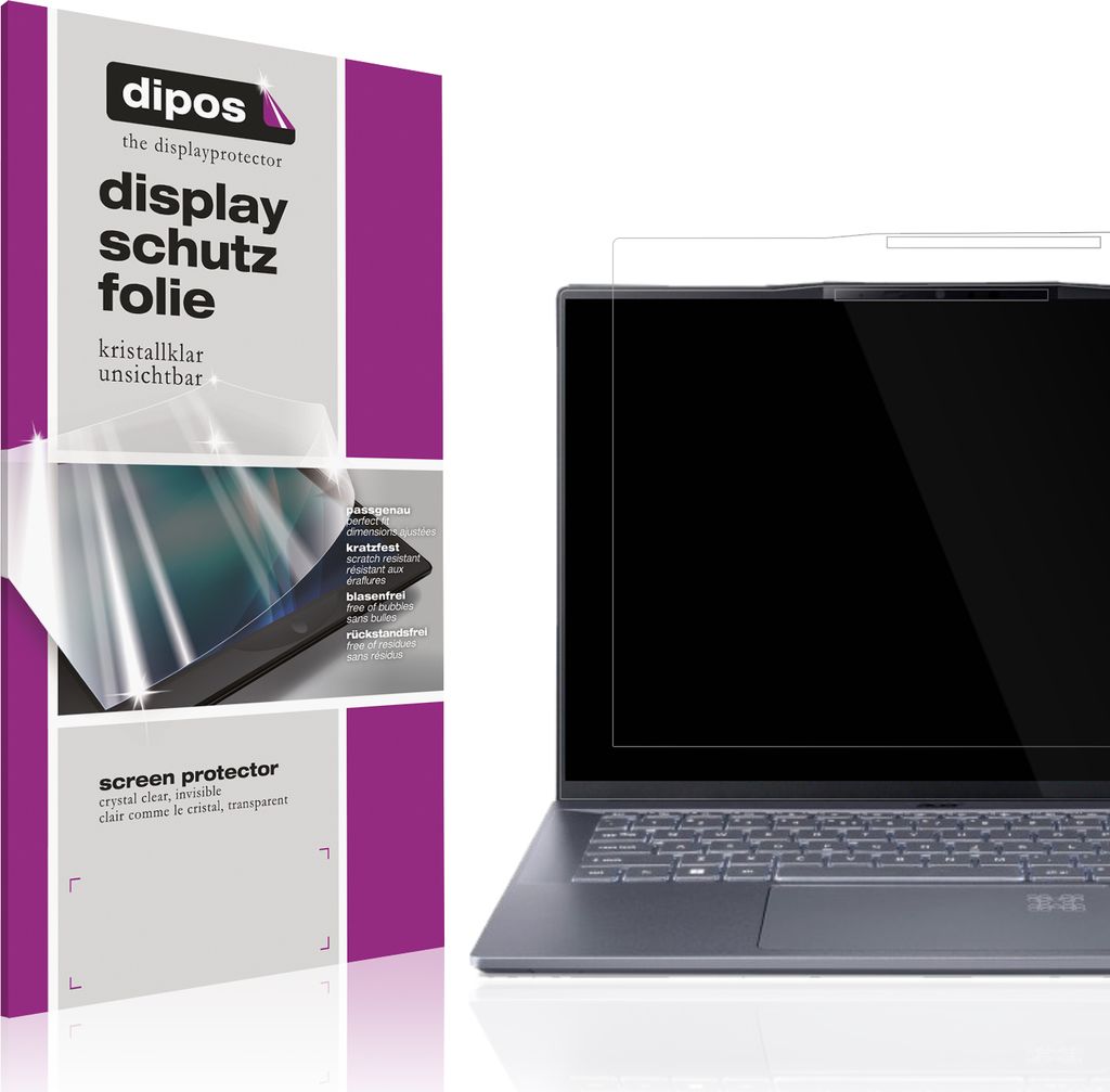 2x Schutzfolie für Acer Swift AI 14 SF14-11 klar Displayschutzfolie Folie Display Schutz dipos