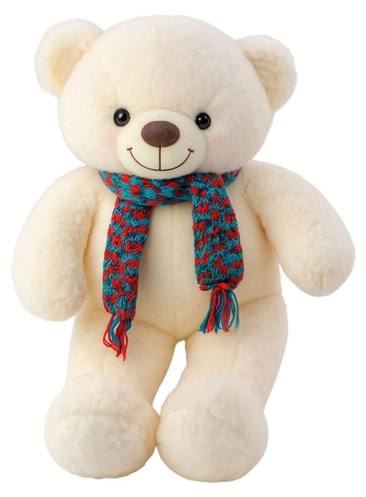 Lean Plüsch Maskottchen Knuddeliger Teddybär Buntes Wolltuch Weiß 55Cm