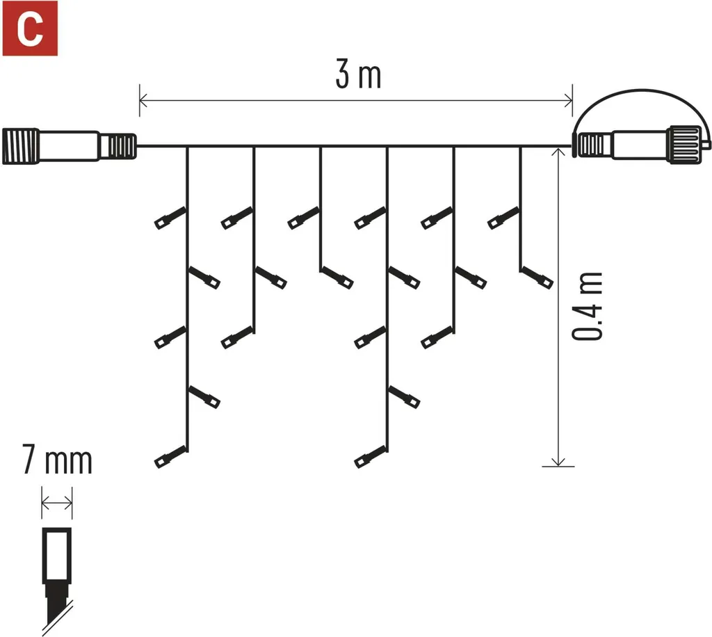Catena Luminosa Esterno Emos D2CC03 3 Metri 50 LED Gomma Nera - 5