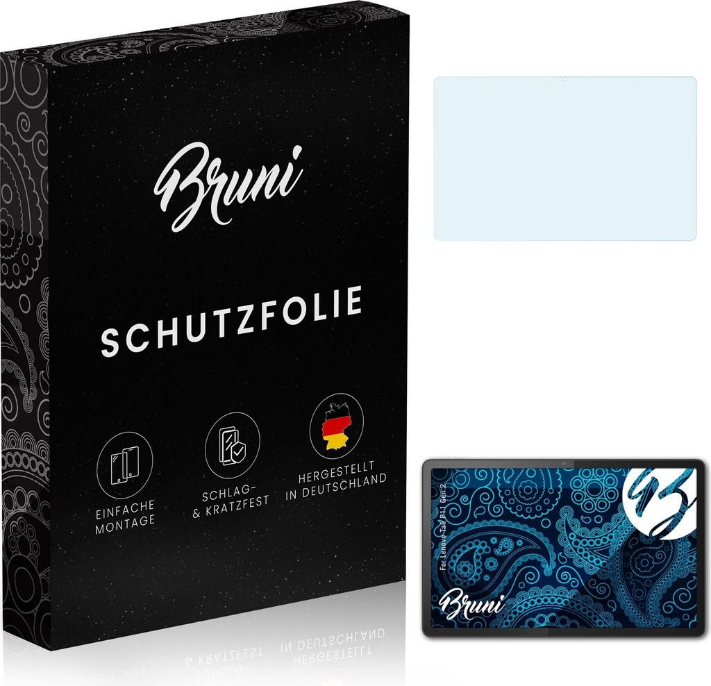 Bruni Basics-Clear 2x Schutzfolie kompatibel mit Lenovo Tab P11 (Gen 2) Folie