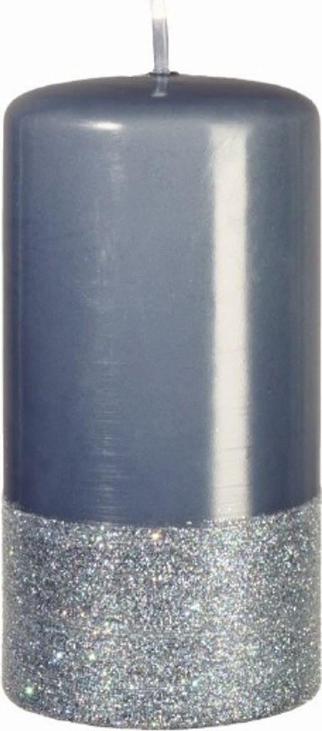 Stumpenkerzen Colour Brilliance Grau/Blau 13x7 cm, 4 Stück