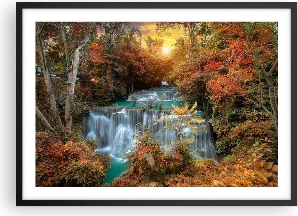 Gerahmtes Poster - Schwarzer Rahmen - Park Wasserfall Produktbild 