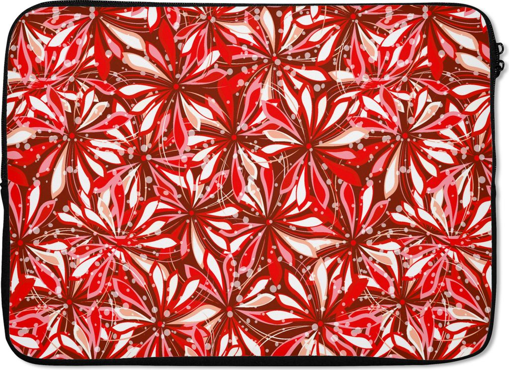 MuchoWow Laptop Hülle 13 Zoll Blüte - Rot - Muster - Blumen Laptoptasche - Laptophülle - Sleeve - Rundumschutz