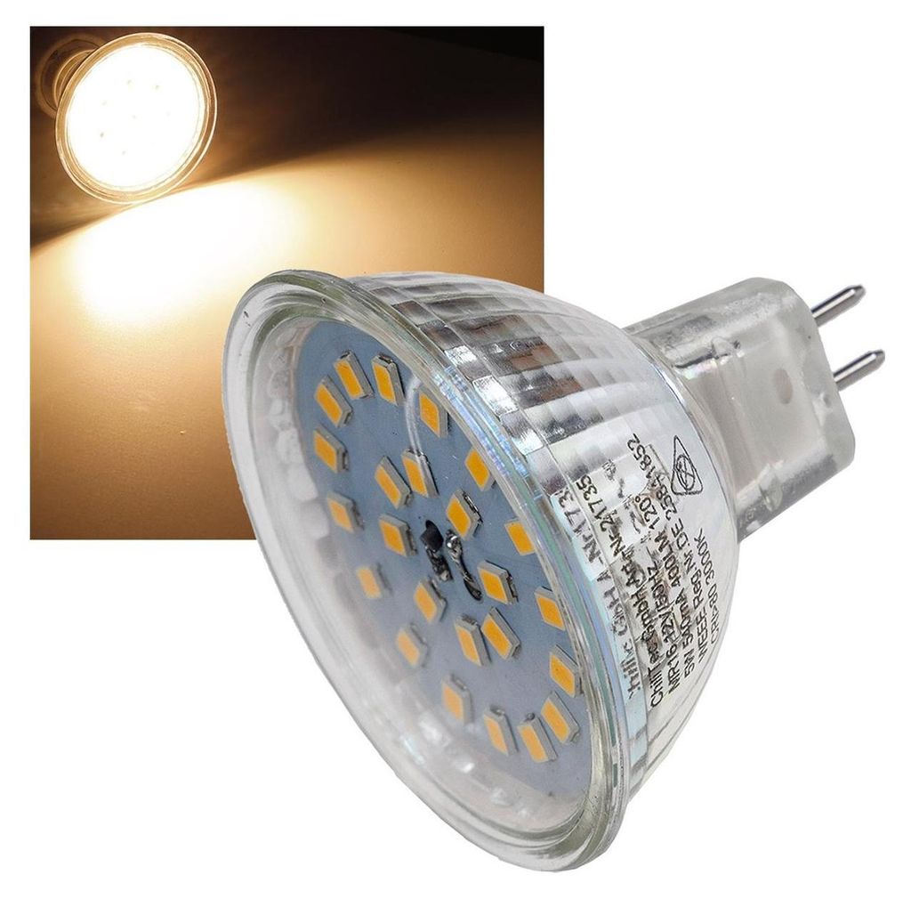 LED Strahler MR16 H55 SMD 120° 3000k 420lm 12V/4W warmweiß Produktbild 