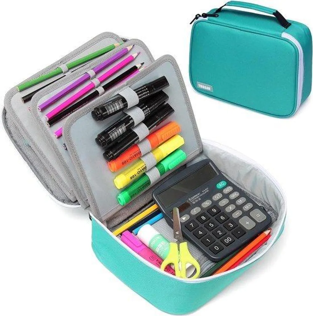 Étui crayons turquoise : stop aux mines cassées grâce à la double ceinture