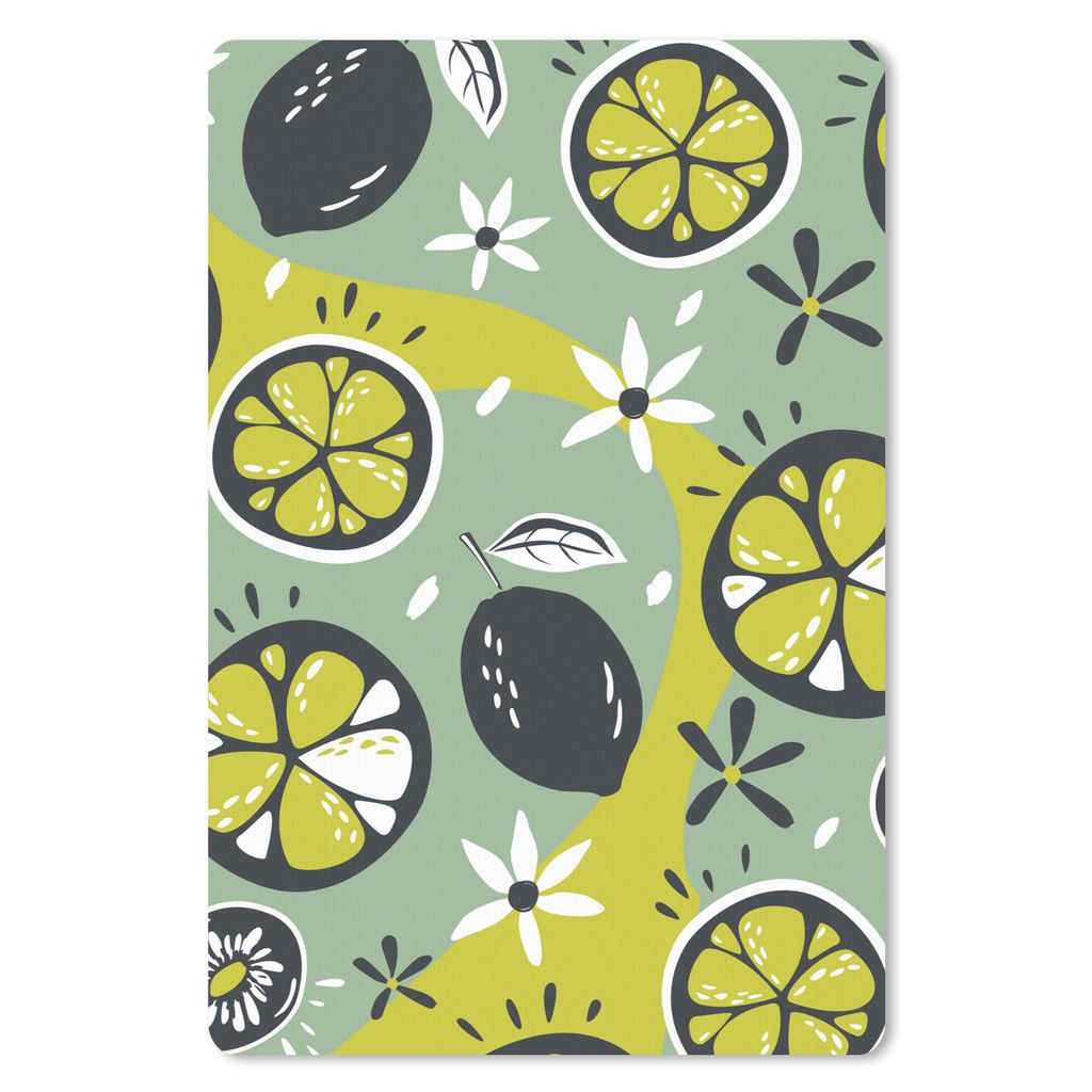 MuchoWow Mauspad Mousepad Sommer - Obst - Blumen - Grau 18x27 cm - Mousepads - Maus Mat - Pad - Mausunterlage