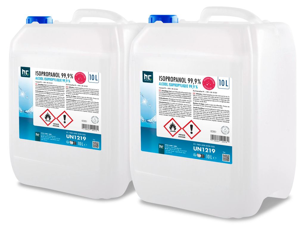 10 L Isopropanol 99,9% zur Flächenreinigung, als Lösungsmittel für Fette, Harze, Lacke, Tinte