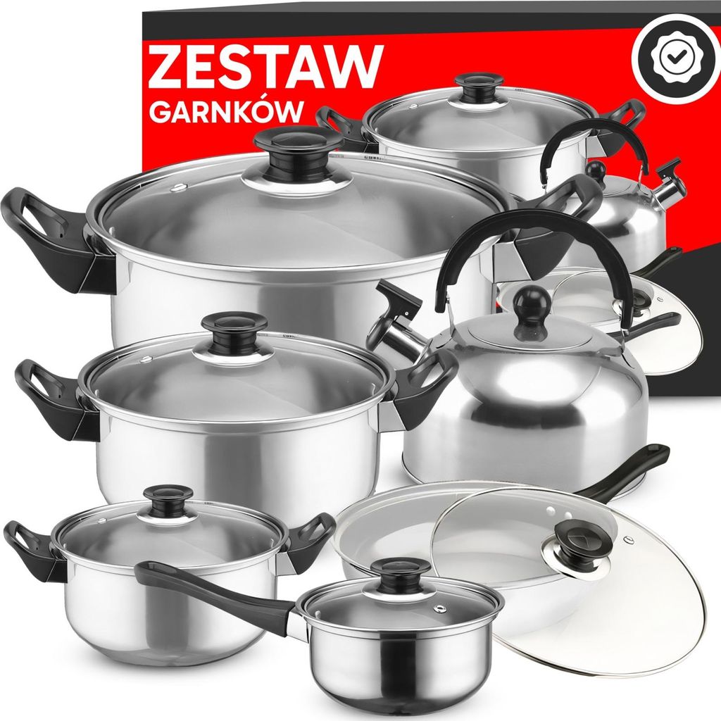 Zestaw garnków kuchennych z pokrywkami czajnikiem patelnią Zdjęcie produktu 