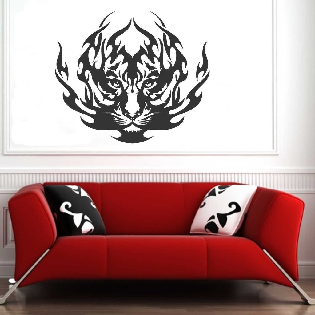 Wandtattoo - Wandaufkleber - Wandtattoo "Tiger Tribal" - 50cm x 43cm schwarz - Dekoration Küche Wohnzimmer Wand