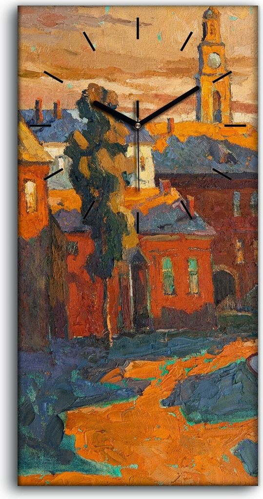 Wanduhr Bürouhr Leinwand Bild Geräuschlos 30x60 Landschafts architektur Stadt - schwarze Hände