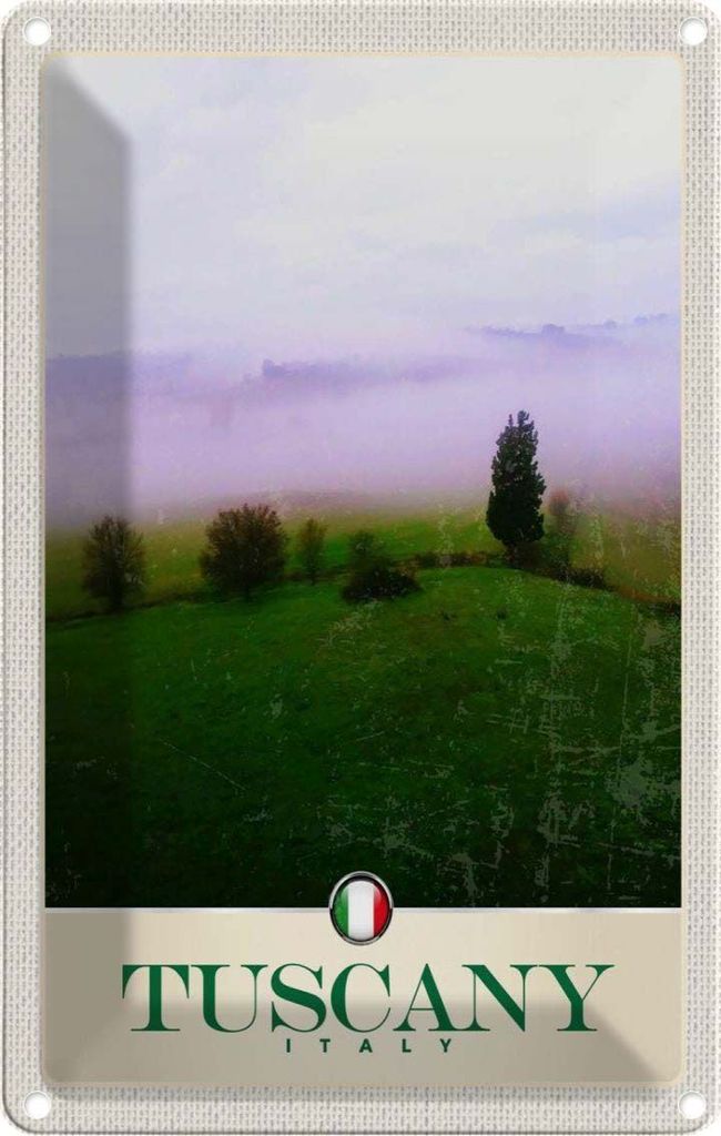 vianmo Blechschild 18x12 cm Toskana Italien Berge Wiese Natur Bildmotiv Reisemotiv Abenteuer Reisen