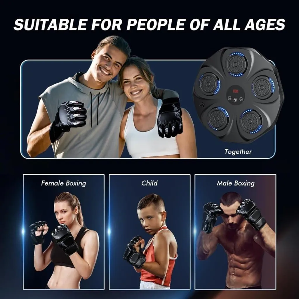 Machine de boxe intelligente avec LED et musique Bluetooth, cible murale - 7