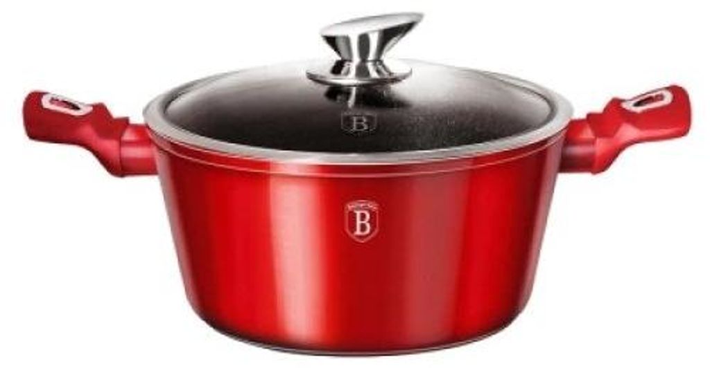 Mramorovaný hrnec s poklicí, 30 cm, burgundská metalická Obrázek produktu 