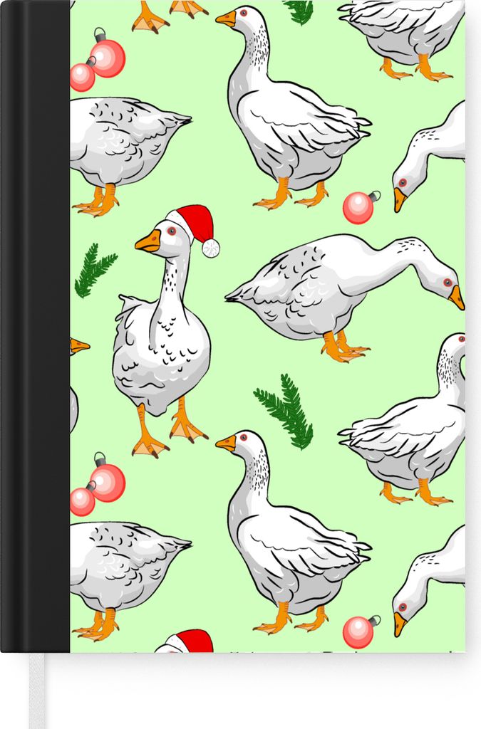 MuchoWow Notizbuch Tagebuch Haushaltsbuch Notebook A5 Gans - Weihnachten - Muster - Notizblock - Notizheft - Notebook - Schreibblock - Papier