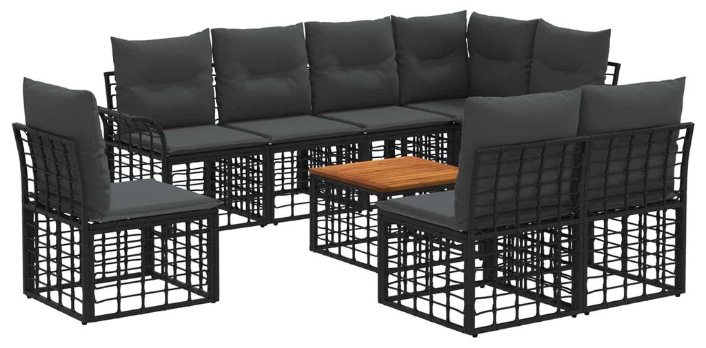 Maison Exclusive - Outdoor-Sofagarnitur 9 pcs Schwarz und Dunkelgrau Polyester