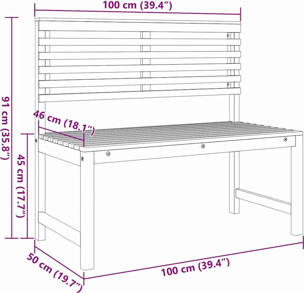 Aménagement jardin : Ensemble de 3 bancs en bois massif d'acacia brun - 8