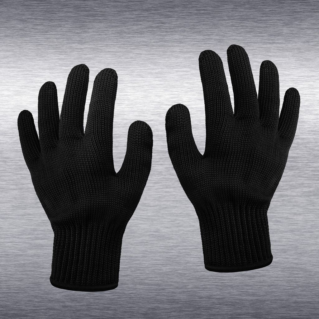 PRECORN Schnittschutzhandschuhe Küche, Arbeit & Garten – Hochleistungs-Schutz | | Edelstahl-Draht-Mesh | Rutschfest & Unisex | 1 Paar in schwarz