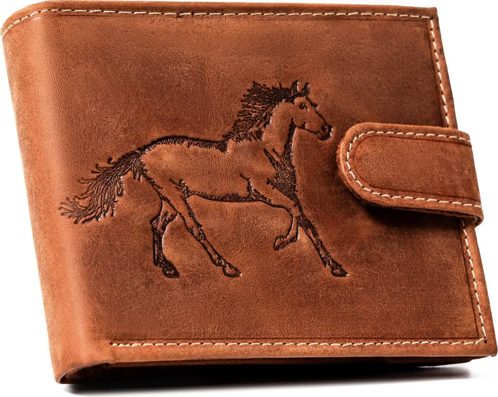 Portafoglio da uomo in pelle N992L-CHM-HORSE-BL COGNAC