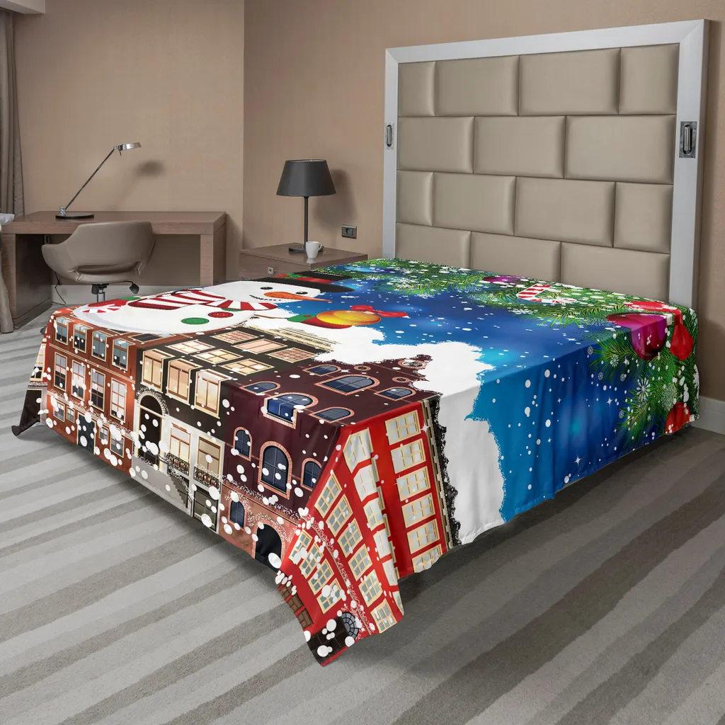 Drap de lit doux motif Noël Downtown 266x260 cm - Confort illustration